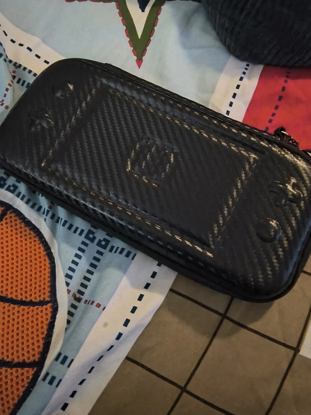 Black Protective Hard Shell Electronics Case with Carbon Texture